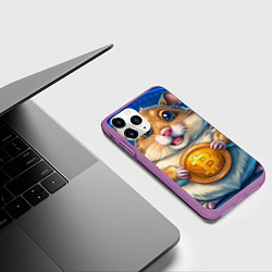 Чехол iPhone 11 Pro матовый Хомячок с криптой, цвет: 3D-фиолетовый — фото 2