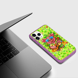 Чехол iPhone 11 Pro матовый Свинка с гитарой жаркое лето, цвет: 3D-фиолетовый — фото 2