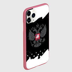 Чехол iPhone 11 Pro матовый Россия краски герб, цвет: 3D-малиновый — фото 2