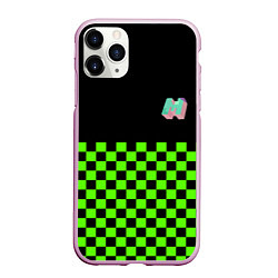 Чехол iPhone 11 Pro матовый Minecraft клетка, цвет: 3D-розовый