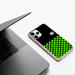 Чехол iPhone 11 Pro матовый Minecraft клетка, цвет: 3D-розовый — фото 2