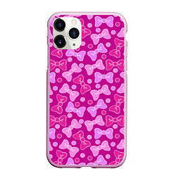 Чехол iPhone 11 Pro матовый Розовые бантики, цвет: 3D-розовый