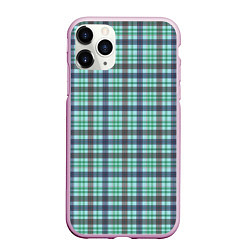 Чехол iPhone 11 Pro матовый Сине-зеленый паттерн в клетку, цвет: 3D-розовый
