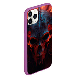 Чехол iPhone 11 Pro матовый Demon skull with horns, цвет: 3D-фиолетовый — фото 2