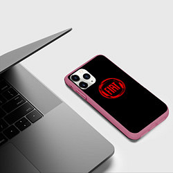 Чехол iPhone 11 Pro матовый FIAT logo red, цвет: 3D-малиновый — фото 2