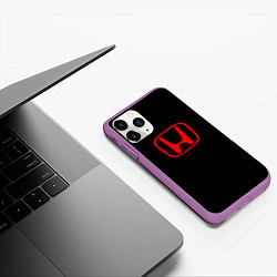 Чехол iPhone 11 Pro матовый Honda red logo auto, цвет: 3D-фиолетовый — фото 2