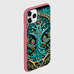 Чехол iPhone 11 Pro матовый Древо жизни - сакральная славянская символика, цвет: 3D-малиновый — фото 2