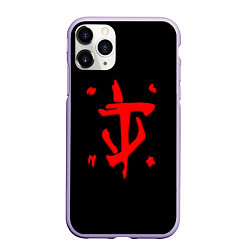 Чехол iPhone 11 Pro матовый Doom logo red, цвет: 3D-светло-сиреневый