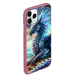 Чехол iPhone 11 Pro матовый Крылатый сказочный дракон - нейросеть, цвет: 3D-малиновый — фото 2