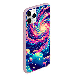 Чехол iPhone 11 Pro матовый Разноцветный бескрайний космос - нейросеть, цвет: 3D-розовый — фото 2