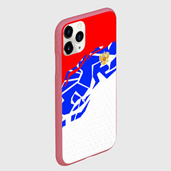 Чехол iPhone 11 Pro матовый Россия- астрактивный триколор, цвет: 3D-малиновый — фото 2