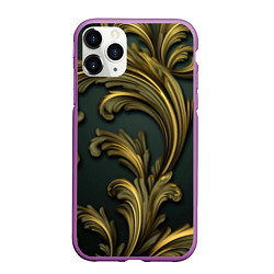 Чехол iPhone 11 Pro матовый Золотые старые темные узоры, цвет: 3D-фиолетовый