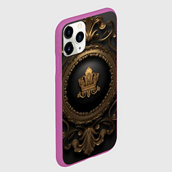 Чехол iPhone 11 Pro матовый Классические золотые узоры и корона, цвет: 3D-фиолетовый — фото 2