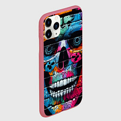 Чехол iPhone 11 Pro матовый Crazy color skull - graffiti, цвет: 3D-малиновый — фото 2
