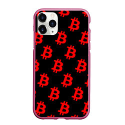 Чехол iPhone 11 Pro матовый Bitcoin red logo money, цвет: 3D-малиновый