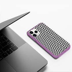 Чехол iPhone 11 Pro матовый Черно-белые кривые, цвет: 3D-фиолетовый — фото 2