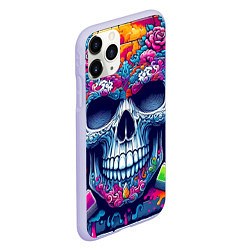 Чехол iPhone 11 Pro матовый Ai art skull - graffiti, цвет: 3D-светло-сиреневый — фото 2