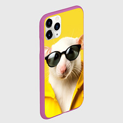 Чехол iPhone 11 Pro матовый Ля какая модная крыса на желтом, цвет: 3D-фиолетовый — фото 2