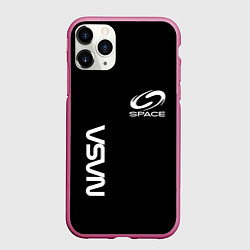 Чехол iPhone 11 Pro матовый Nasa space logo white, цвет: 3D-малиновый
