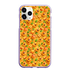 Чехол iPhone 11 Pro матовый Сочные абрикосы паттерн, цвет: 3D-светло-сиреневый