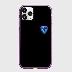Чехол iPhone 11 Pro матовый Tesla logo neon, цвет: 3D-фиолетовый