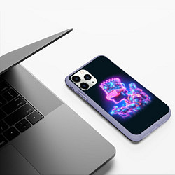 Чехол iPhone 11 Pro матовый Неоновый Барт Симпсон - киберпанк фантазия, цвет: 3D-светло-сиреневый — фото 2