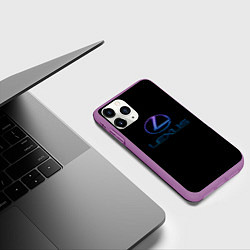 Чехол iPhone 11 Pro матовый Lexus авто неон, цвет: 3D-фиолетовый — фото 2