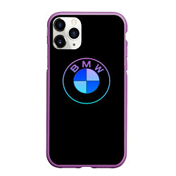 Чехол iPhone 11 Pro матовый BMW neon logo, цвет: 3D-фиолетовый