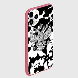 Чехол iPhone 11 Pro матовый Герб РФ камуфляж текстура, цвет: 3D-малиновый — фото 2