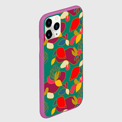 Чехол iPhone 11 Pro матовый Ягодно-цветочная абстракция, цвет: 3D-фиолетовый — фото 2