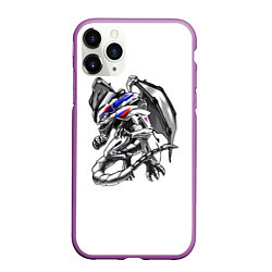 Чехол iPhone 11 Pro матовый BMW s1000rr dragon, цвет: 3D-фиолетовый