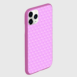 Чехол iPhone 11 Pro матовый Розовый паттерн розовые бантики, цвет: 3D-фиолетовый — фото 2