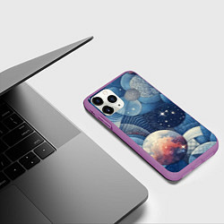 Чехол iPhone 11 Pro матовый Космический пэчворк - нейросеть, цвет: 3D-фиолетовый — фото 2
