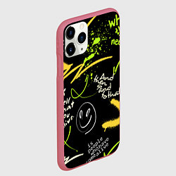Чехол iPhone 11 Pro матовый Неоновый смайл, цвет: 3D-малиновый — фото 2