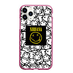 Чехол iPhone 11 Pro матовый Nirvana rock pattern, цвет: 3D-малиновый