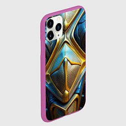 Чехол iPhone 11 Pro матовый Объемная синяя текстурная кожа, цвет: 3D-фиолетовый — фото 2