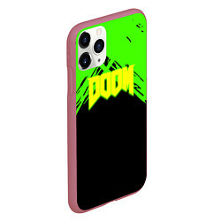 Чехол iPhone 11 Pro матовый Doom кислотное лого, цвет: 3D-малиновый — фото 2