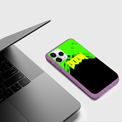Чехол iPhone 11 Pro матовый Doom кислотное лого, цвет: 3D-фиолетовый — фото 2