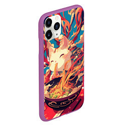 Чехол iPhone 11 Pro матовый Cat and ramen, цвет: 3D-фиолетовый — фото 2