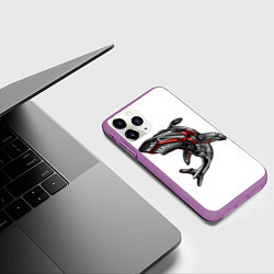 Чехол iPhone 11 Pro матовый Moto shark, цвет: 3D-фиолетовый — фото 2
