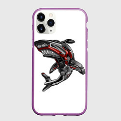 Чехол iPhone 11 Pro матовый Moto shark, цвет: 3D-фиолетовый