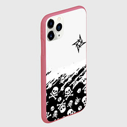 Чехол iPhone 11 Pro матовый Металика черепа рок, цвет: 3D-малиновый — фото 2