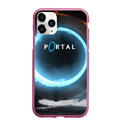 Чехол iPhone 11 Pro матовый Portal logo game, цвет: 3D-малиновый