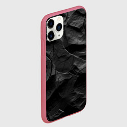 Чехол iPhone 11 Pro матовый Текстура темной скалы, цвет: 3D-малиновый — фото 2