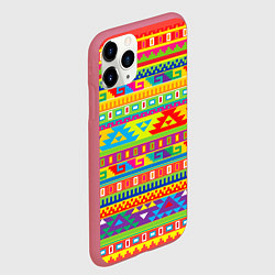 Чехол iPhone 11 Pro матовый Мексиканские этнические узоры, цвет: 3D-малиновый — фото 2