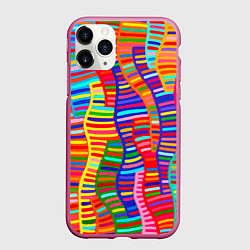 Чехол iPhone 11 Pro матовый Абстрактная полноцветная живопись, цвет: 3D-малиновый