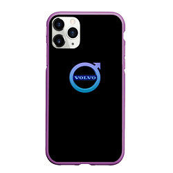 Чехол iPhone 11 Pro матовый Volvo neon logo, цвет: 3D-фиолетовый