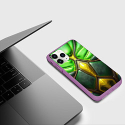Чехол iPhone 11 Pro матовый Зеленый текстурный костюм из кожи, цвет: 3D-фиолетовый — фото 2