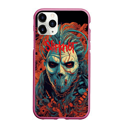 Чехол iPhone 11 Pro матовый Slipknot в маске, цвет: 3D-малиновый