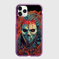 Чехол iPhone 11 Pro матовый Slipknot в маске, цвет: 3D-фиолетовый